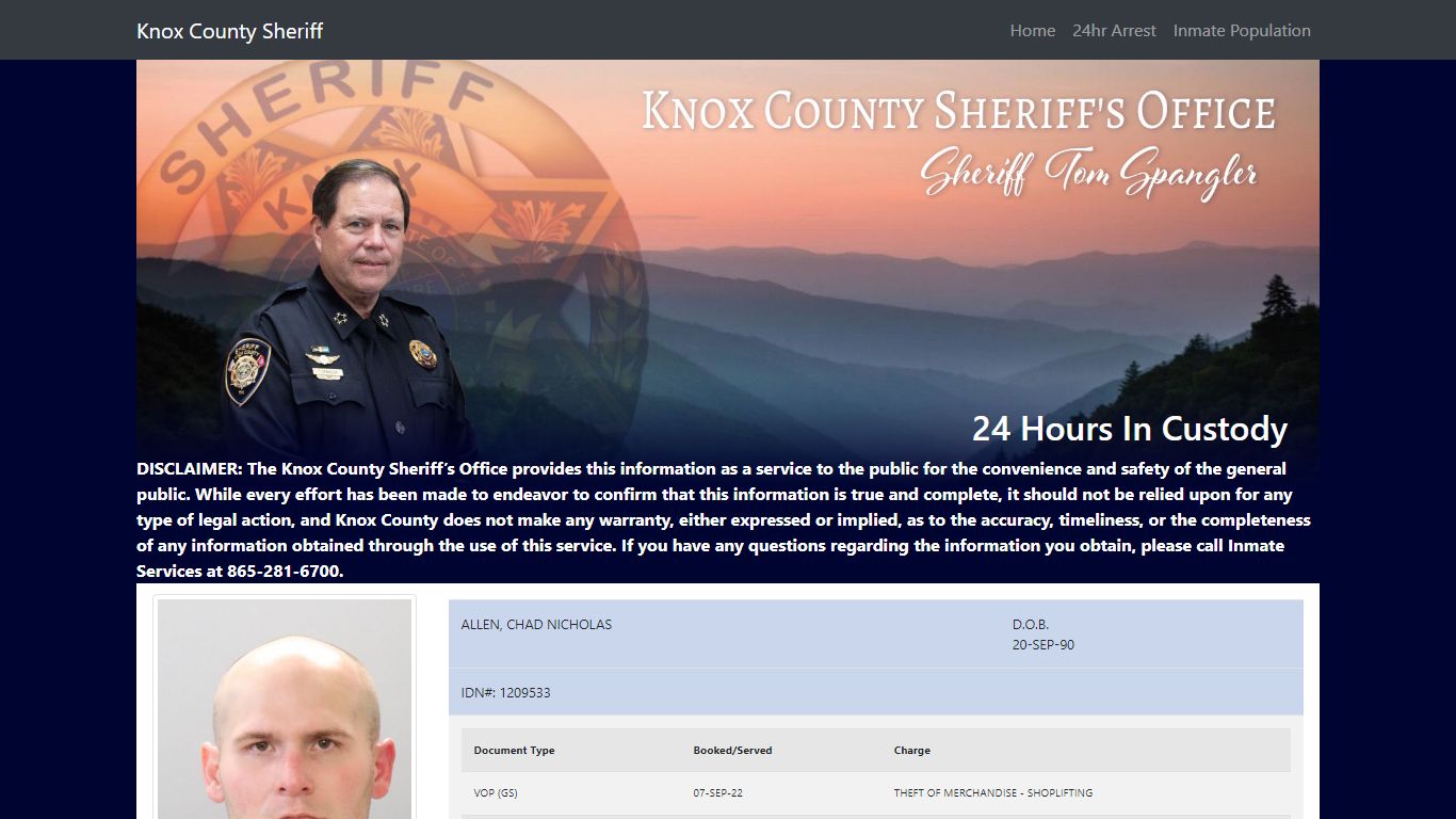 Knox County Tennessee - Sheriff - 24 Hour Arrests